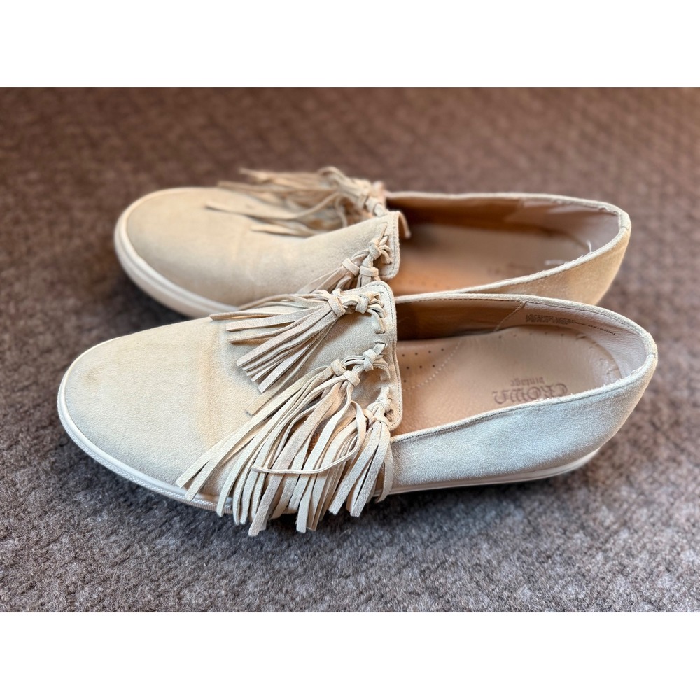 Crown Vintage Fern Women's Beige Leather Tassel Loafer‎ Slip-on Shoes Size 10 M